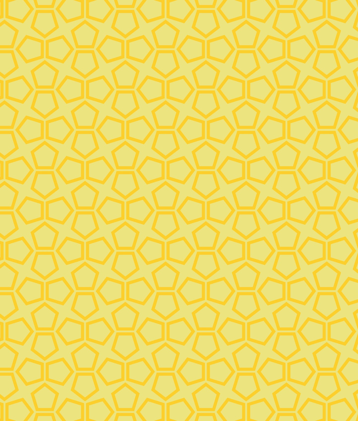 Geometric pattern featuring gold pentagons on a light yellow background