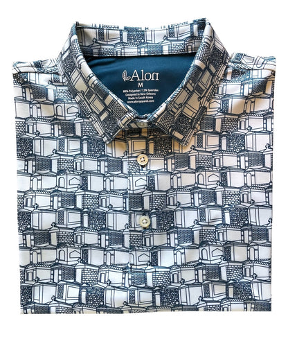 Experience both performance and style in the Cemetery polo from Alon. Honor the Cities of the Dead by donning a piece of the haunting beauty of New Orleans.