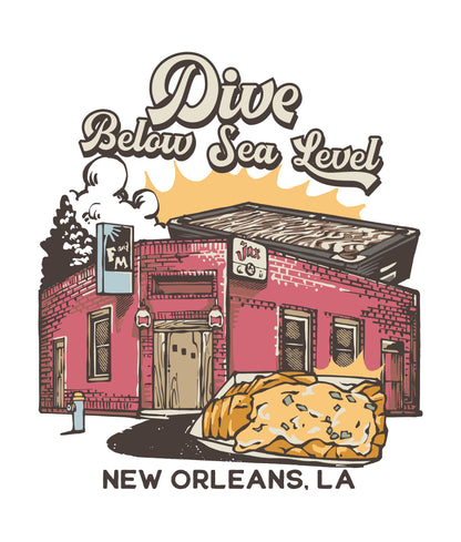 Alon Apparel's exclusive Dive Below Sea Level Pro Pocket tee features local bar graphics on a soft and comfortable performance fabric.