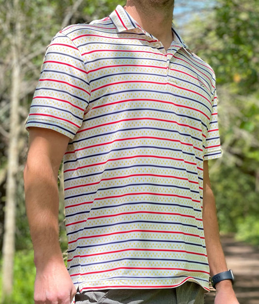 Introducing our New Orleans Flag Men's Performance Polo, a pinnacle of style and functionality designed to elevate your active lifestyle. Immerse yourself in the spirit of the vibrant New Orleans theme that sets this polo apart. Don the colors and famous fleurs-de-lis of the city you can't help but love!