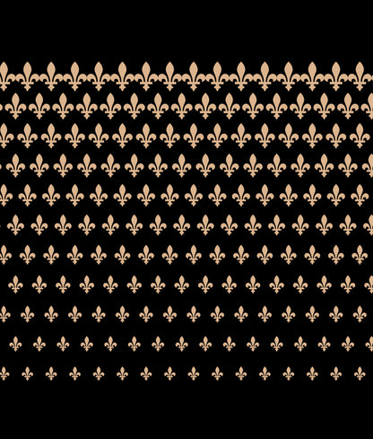A New Orleans Saints themed gold fleurs-de-lis pattern on a black background