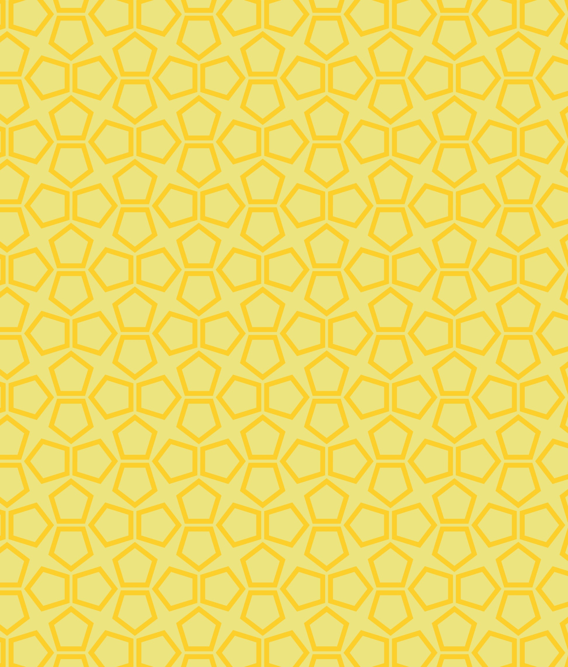 Geometric pattern featuring gold pentagons on a light yellow background