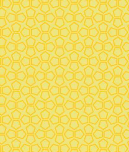 Geometric pattern featuring gold pentagons on a light yellow background
