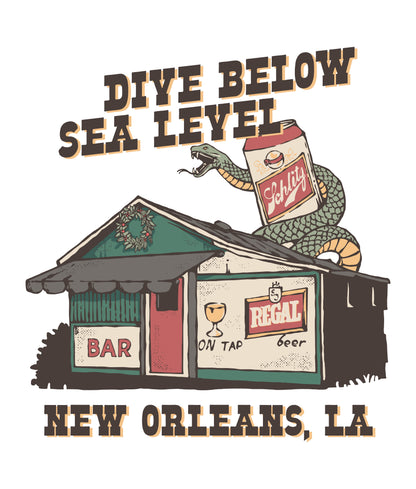 Alon Apparel's exclusive Dive Below Sea Level Pro Pocket tee features local bar graphics on a soft and comfortable performance fabric.